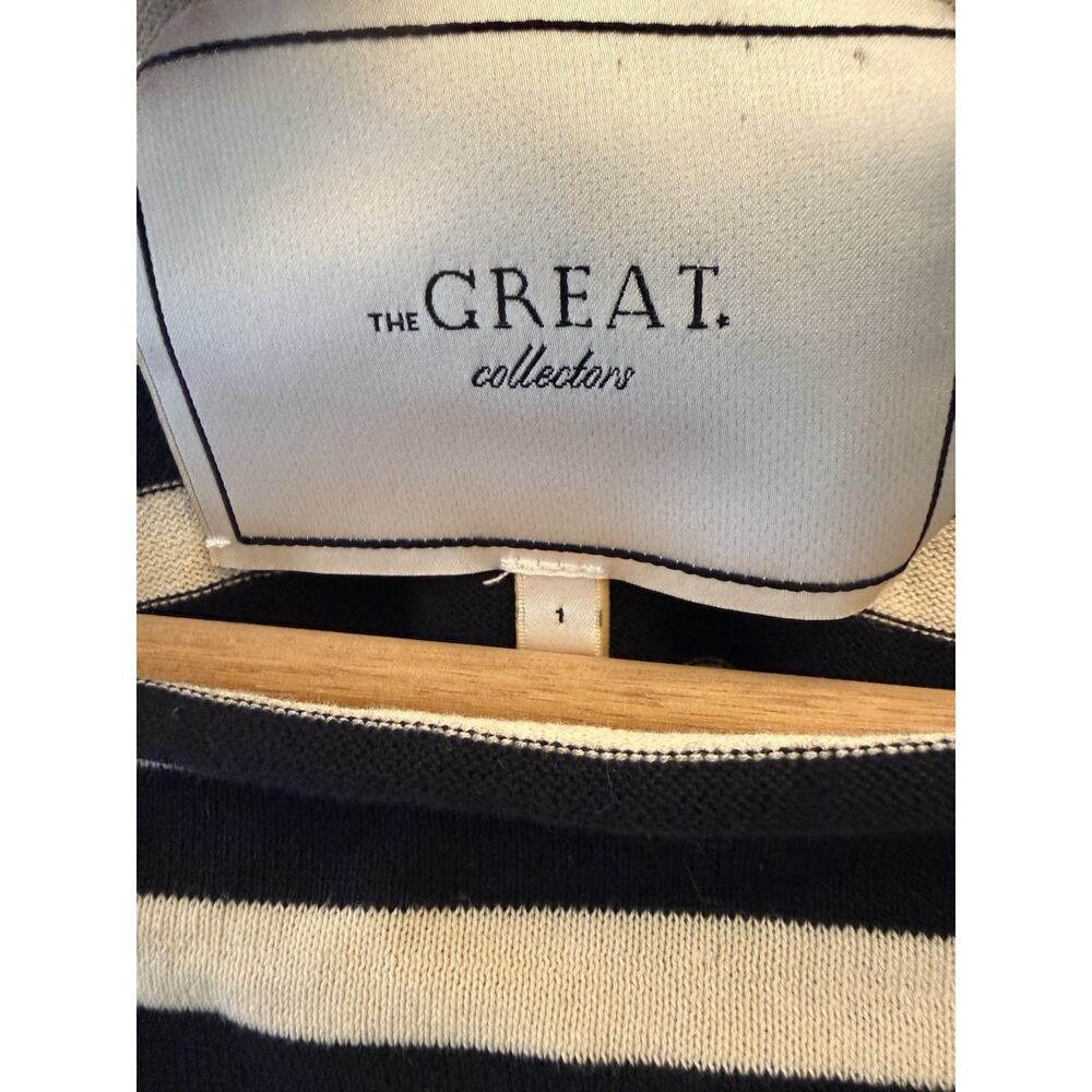 THE GREAT SAILOR SWEATER TOP BLACK CREAM STRIPE OVERSIZED SIZE 1/Small $225 - Picture 4 of 10